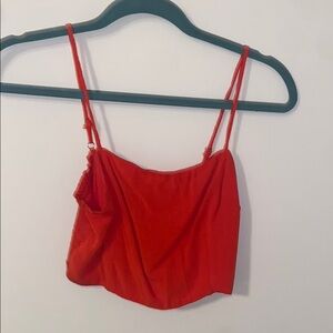 Red Fitted Crop Camisole